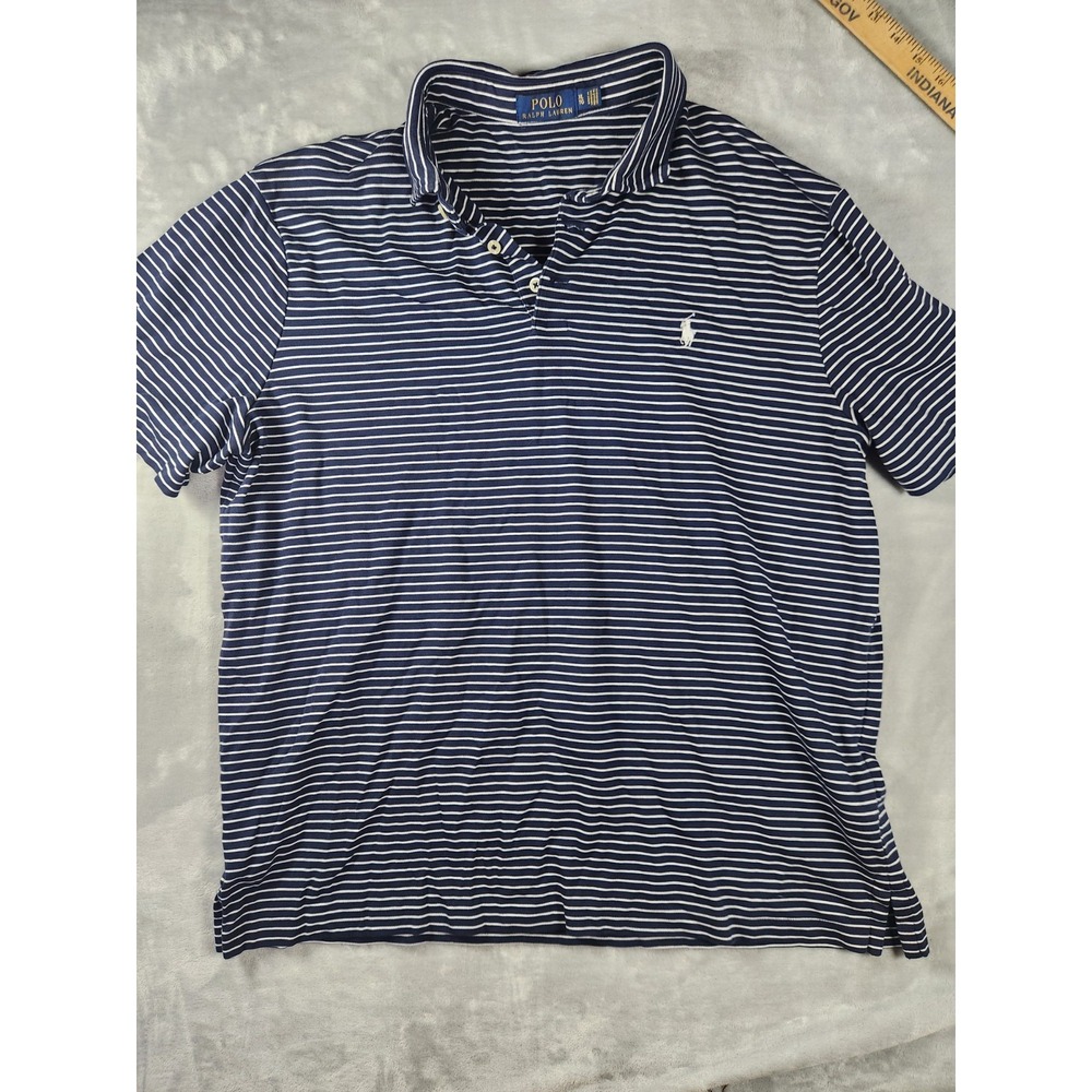 Polo Ralph Lauren Polo Shirt XL Men Navy‎ Blue And White Pony